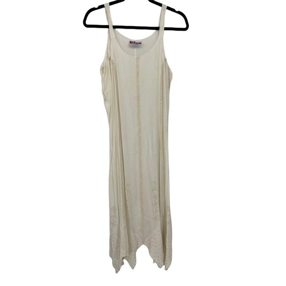 VINTAGE THE COUNTER FREE SIZE BOHO/ SLEEVELESS EMBROIDERED BEADEDBACK TIE VISCOS - Picture 1 of 4